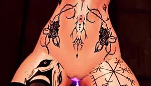 this trans girl rides a dildo in vr and cums hard