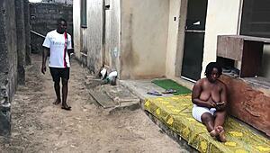 Two neighbors pound booty babbies pussy by the well side outdoor