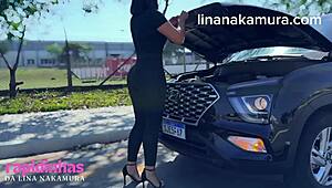 Is gorgeous Asian Lina Nakamura caught fucking on the street with John Coffee?