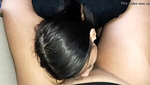 while my stepmom cooks dinner, my girlfriend licks my pussy.