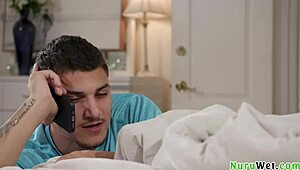 Katie Kush feels intense pleasure rubbing her wet body on client Victor Ray