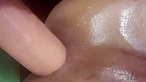 Tight shemale contrasts soft play with huge dildo insertion