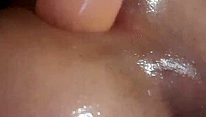 Tight shemale contrasts soft play with huge dildo insertion