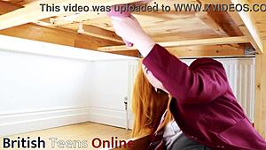 Victoria greene sucks cock and gets uniform drenched in cum at milking table 😈