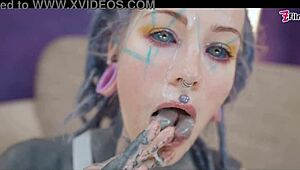 heavy tattoo girl anuskatzz dap anal swallow gape prolapse split tounge blow job - goth punk alt porn zf006