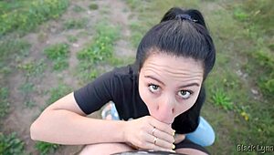 black lynn ties her long black hair into a ponytail to show me how she sucks cock