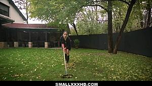 tiny blonde teen 18+ gardener mona blue fucked to multiple orgasms by homeowner