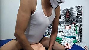 Young Amateur Bodybuilder Orgasms with Kinky Sex Doll