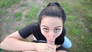 black lynn ties her long black hair into a ponytail to show me how she sucks cock