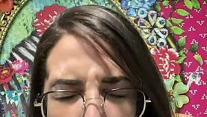 Tattooed brunette plays with dildos in tight pussy