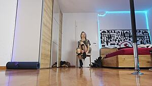 I showcased my high heels in a glamorous fashion show with short hair and socks