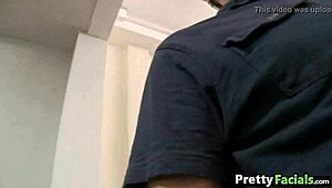 Teen 18+ blonde and latina Ranie Mae get two facials. Part 122 😍💦