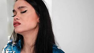 is my asian stepmom spying on my masturbation in shower?