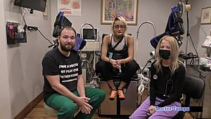 Asian nurse Channy Crossfire spreads shaved pussy for Dr. Tampa's yearly physical 😏