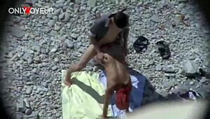 curvy milf flashing on the beach, getting head and fucked from behind in public view