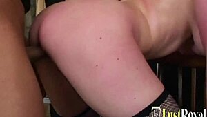 Hot busty babe shakes boobs in cowgirl pose?