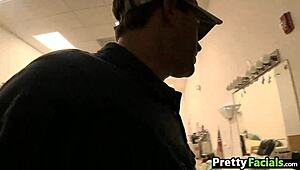 Teen 18+ blonde and latina Ranie Mae get two facials. Part 122 😍💦