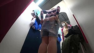 hidden camera peeps luscious ass in panties in public store fitting room
