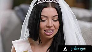 Horny Bride Holly Day Cheats With Pawg Redhead Emma Magnolia During Steamy Striptease