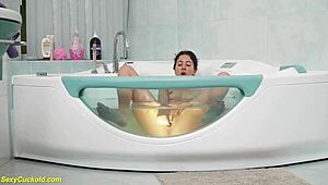 teen katty west fingers tight pussy in bathtub