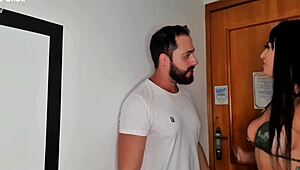 Wife Left Alone Gets Fucked Hard By Big Cock While Husband Watches Game