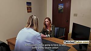 librarian blackmailed by principal for rough domination on desk