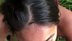 Teen Brunette's Wild Outdoor Encounter With Intense Blowjob And Fucking