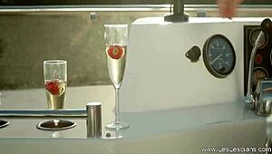 Lesbian lovers out on the boat, engaging in fingering and licking