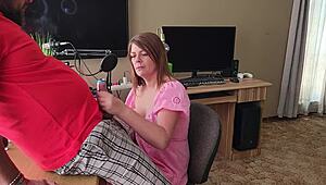 My stepmom gives me a handjob before bedtime