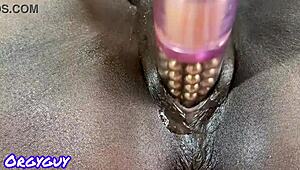 Let's try a perverse home threesome with huge toys and squirting amateurs.