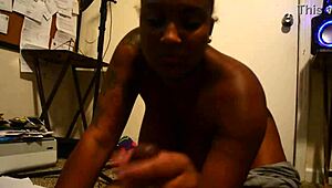 Pretty Ebony BBW Big Natural Tits Slut Sucking Cock While Boyfriend At Work