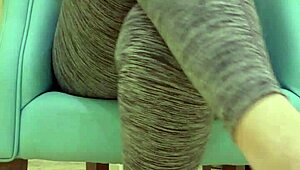 Teen babe teases her sugar daddy during workout photoshoot