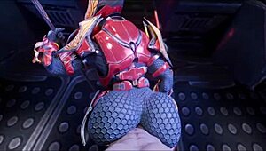 Female Sangheili Fucks Man with Monster Cock and Creampie