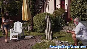 Busty 18yo feels grandpa's cum on her ass in taboo encounter