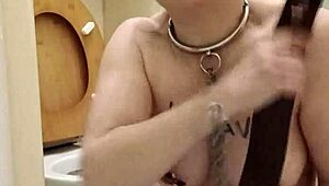 french milf slave humiliates herself in public