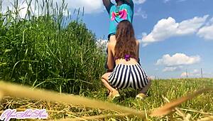 Why give a blowjob outdoors and swallow cum? she asks with a smile