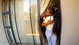 Big ass ebony lesbians try lingerie before tribbing