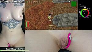 Twitch egirl plays with tropical monster girls, cum dripping from her pussy 😈