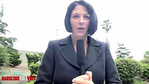 Sexy News Reporter Fucked in Stockings, Bent Over Doggystyle and Riding Cowgirl