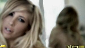 Tasha Reign Sensually Strips Off Lingerie While Masturbating Her Big Pussy Lips