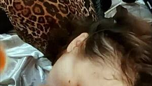 2112 Tec Straight View - Full - French Amateur Red Satin Leopard Bodysuits Black Leather Pants Heels Deepthroat Rimming Doggystyle Pov