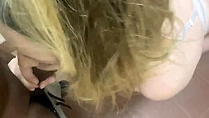 Teen slut gets dominated in public bathroom with deepthroat and gagging