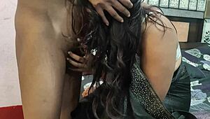 in the country ranch, this hot bengali muslim lady with a big ass got bent over in doggystyle by her hindu boyfriend, leading to anal assfucking and a creampie in her black saree.