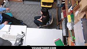 cute brunette teen 18+ shoplifter strip searched and fucked - penelope reed