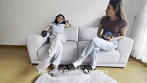 Eating Friend's Pussy At Home In Sensual Lesbian Encounter