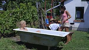 Blonde Nesty And Brunette Shrima Malati Engage In Intense Lesbian Outdoor Action