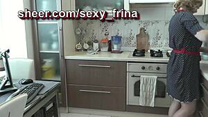 Blonde MILF fingers hairy pussy on webcam, making lover cum