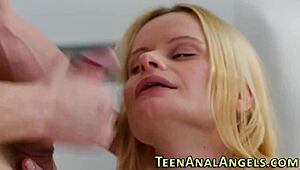 european teen gets ass fucked hard with fingering and blowjob 😈