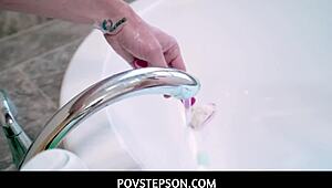 Povstepson Shaves Mature Stepmom's Huge Tits and Pussy