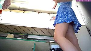Sexy Blonde Step Sister Voyeur Hidden Camera Upskirt at Work Part 11